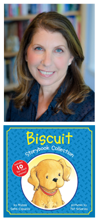 Picture of author Alyssa Satin Capucilli and the cover of one of her popular "Biscuit" books